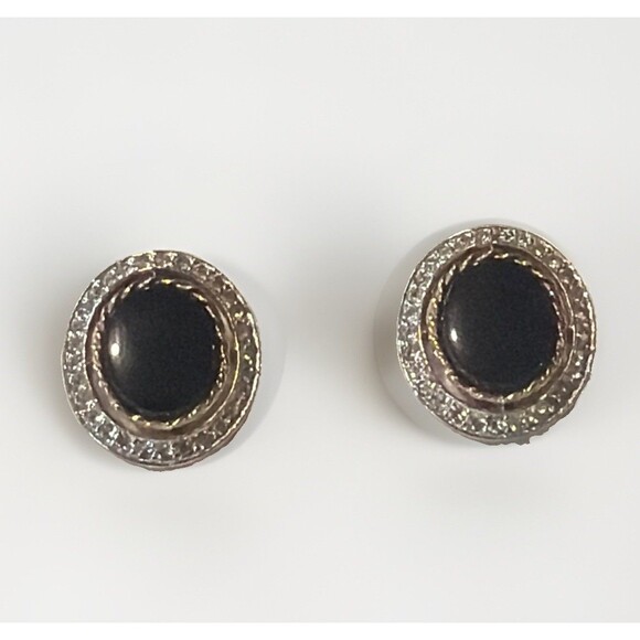 Panetta Jewelry - Vintage Panetta Clip On Earrings Gold Tone Rhinestones